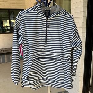 Charles River Apparel Navy and White Striped Jacket